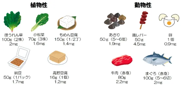鉄分を多く含む食品